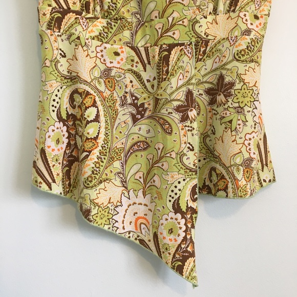 Green Paisley Sleeveless Asymmetrical Blouse Small - Picture 5 of 8